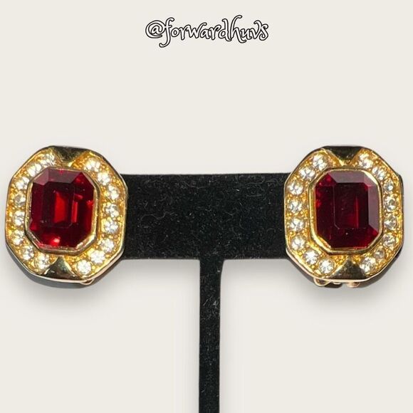 Vintage Rhinestone Earrings - Picture 1 of 8
